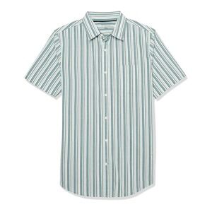 Amazon Essentials Men's Sz Large Slim Fit Short Sleeve Button Down Poplin Shirt